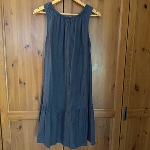 Made in Italy Sleeveless 100% Linen  Dusty Blue Dress Size M
